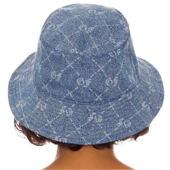 GRLFRND Carly Logo Denim Bucket Hat monogram cap blogger TikTok favorite top NWT